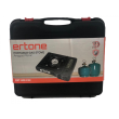 Aragaz portabil 2 in 1 camping Ertone ERT-MN232, Pentru butelie spray si standard, 2.2 kW, Aprindere piezo, Negru