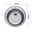 Chiuveta bucatarie Sanitec C401, pentru blat, diametru 49 cm, rotunda, Inox