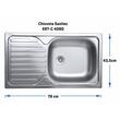 Chiuveta Sanitec ERT-C 408D, pentru blat, cuva dreapta, anticalcar, 76x43,5cm, Inox