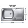 Chiuveta Sanitec ERT-C 408S, pentru blat, cuva stanga, anticalcar, 76x43,5cm, Inox