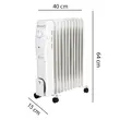 Calorifer electric Hausberg HB-8920AB, 2500 W, 11 elementi, 3 nivele de putere, termostat reglabil, Alb
