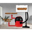 Многофункционална прахосмукачка Hausberg HB-2095RZ, мокро и сухо засмукване, 1000 W, голям капацитет 15 L, HEPA филтър, червено-черно