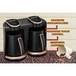 Aparat pentru preparat cafea turceasca Hausberg HB-3820AU, 2 recipiente, 400+400 W, avertizare sonora si luminoasa, Auriu/Negru