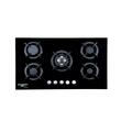 Plita incorporabila HAUSBERG HB-569NG, 4 arzatoare standard + 1 arzator WOK, gaz, suport din fonta, aprindere electrica, Negru