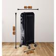 Електрически нафтов нагревател HAUSBERG HB-8905, 3 степени, 600-900-1500 W, 7 елемента 110 mm x 580 mm, регулируем термостат, дръжка и колелца за лесно преместване, светлинен индикатор за работа, черен