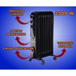 Calorifer electric cu ulei HAUSBERG HB-8915, 3 trepte, 800-1200-2000 W, 9 elementi 110 mm x 580 mm, termostat reglabil, maner si rotite pentru o deplasare facila, indicator luminos functionare, negru