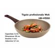 Tigaie profesionala Wok HAUSBERG HB-H1550, 28cm, 3.2L, piatra de granit din aluminiu presat, bej