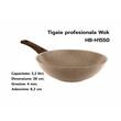 Tigaie profesionala Wok HAUSBERG HB-H1550, 28cm, 3.2L, piatra de granit din aluminiu presat, bej