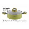Oala ceramica Hausberg HB-H715GA, 4.5L, aluminiu, interior antiaderent, manere silicon, galben, 28x10.5cm
