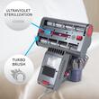 Aspirator UV antiacarieni cu afisaj digital multifunctional HAUSBERG HB-2022MV, 400-600W, sterilizare UV, ioni negativi, purificare cu ultrasunete, Mov-Gri