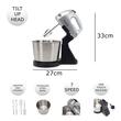 Mixer Cu Bol HAUSBERG HB-3551NG, 7 viteze, putere 250W, BOL DIN INOX DE 2L, Negru