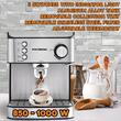 Espressor cafea HAUSBERG HB3725, cafea macinata, 15 bar, 850-1000 W, gri cu negru
