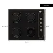 Plita Incorporabila Rustica Hausberg HB-575RST, 4 arzatoare, Gaz, 60 cm, Negru
