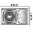 Chiuveta bucatarie Sanitec S416S, pentru masca, finisaj satinat, cuva stanga, 80x50cm, Inox
