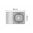Chiuveta bucatarie Freddo SN7001D/Q90, pentru masca, finisaj anticalcar, cuva dreapta, 80x50cm, inox
