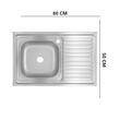 Chiuveta bucatarie Freddo SN7001S/Q32, pentru masca, finisaj anticalcar, cuva stanga, 80x50cm, inox