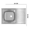 Chiuveta bucatarie Freddo SN8001S, montaj pe masca, dimensiune 80x50 cm, 13 cm adancime, cuva pe stanga, finisaj anticalcar, inox