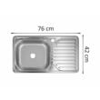 Chiuveta pentru bucatarie Freddo SN8002S, Cuva stanga, Finisaj anticalcar, 76 x 42 cm, Inox