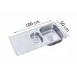 Chiuveta inox Freddo SN9011D, 2 cuve dreapta, finisaj anticalcar, scurgere Q90, dimensiune 100 x 50 cm, adancime  18 cm