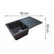 Кухненска мивка Sanitec Elmy SN9035ST-NG, гранит-композит, черна, 1 ляво корито, 78 x 50 см