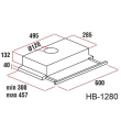 Телескопичен аспиратор за вграждане Hausberg HB 1280, Всмукателна мощност 280m3/h, 1 мотор, 60 см