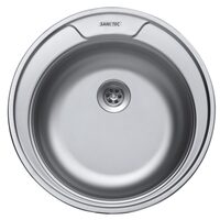 Chiuveta bucatarie Sanitec C401, pentru blat, diametru 49 cm, rotunda, Inox
