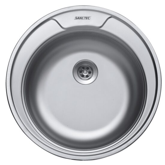 Chiuveta bucatarie Sanitec C401, pentru blat, diametru 49 cm, rotunda, Inox