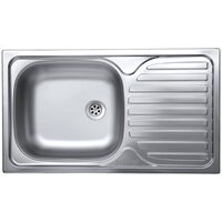 Chiuveta bucatarie Sanitec C403S, pentru blat, finisaj satinat, cuva stanga, 76x43,5cm, Inox