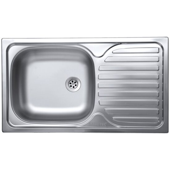 Chiuveta bucatarie Sanitec C403S, pentru blat, finisaj satinat, cuva stanga, 76x43,5cm, Inox
