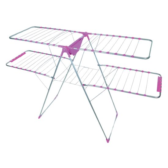 Uscator de rufe metalic Genius Dublu Maestro ERTONE G95U, 130x60x123cm, 6 randuri de suport, pliabil, sustine 20 Kg