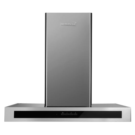 Декоративен аспиратор за вграждане Hausberg HB-1380, Всмукателна мощност 450 m3/h, 1 мотор, Сензорно управление, LED, Алуминиев филтър, Черен/Сребрист