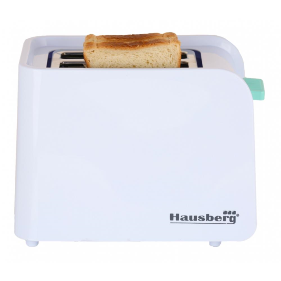 Prajitor de paine Hausberg HB-195BL, 750 W, 2 felii, functie decongelare, functie reincalzire, 6 trepte putere, Alb/Bleu