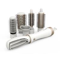 Perie pentru par Hausberg HB-19 cu 6 accesorii, 1000W, 360 C, Alb/Auriu