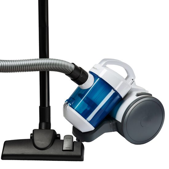 Прахосмукачка без торба Hausberg HB-2040BL, 1000 W, 1.2 L, HEPA филтър, дължина на кабела 5M, бяло/синьо