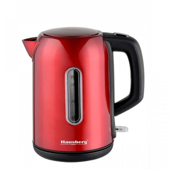 Чайник Hausberg HB-3608RS, 2200 W, 1.7 l, Неръждаема стомана, ЧЕРВЕН