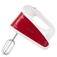 Mixer de mana profesional HAUSBERG HB-4118RS, 250W, 5 viteze + Turbo, Design ergonomic, accesorii incluse, Rosu