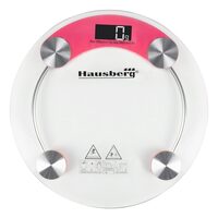 Cantar corporal HAUSBERG HB-6000RZ, display LCD, inchidere automata, indicator baterie, 180 kg, Sticla transaparenta, Roz
