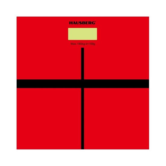 Cantar corporal HAUSBERG HB-6003RS, 180kg, baterie cu litiu 3v, 30x30cm, Rosu