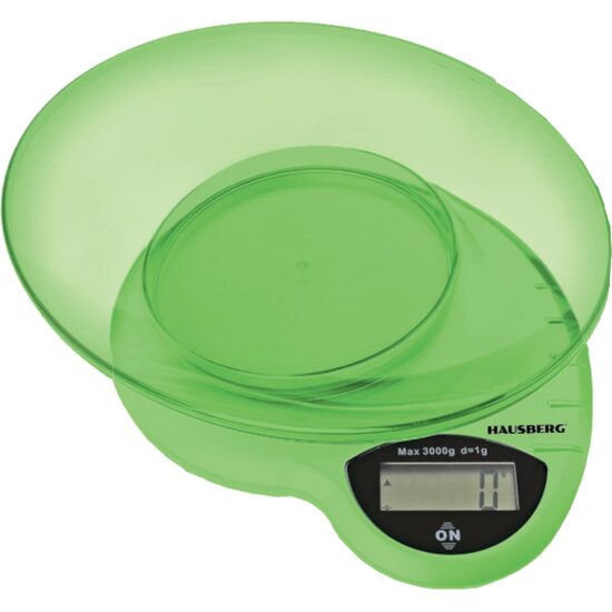 Cantar de bucatarie Hausberg HB-6015VR, 3kg, cu Bol din Plastic, Verde