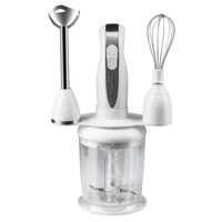 Blender 4 in 1, Hausberg HB-7666AB, 2 viteze, motor cupru, lama din inox, 350W, Alb