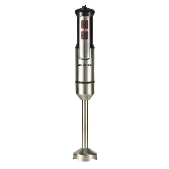 Blender de mana Hausberg HB-7668NG, 1000 W, 2 viteze, lama din otel inoxidabil, motor cupru, Negru-Inox