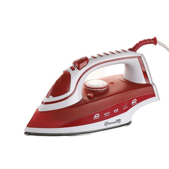 Ютия Hausberg HB-7831RS, 2200W, Гладеща плоча от неръждаема стомана, Функция пръскане, Резервоар за вода 400 мл, Червен