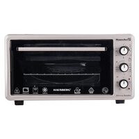 Cuptor Electric cu Ventilator HAUSBERG HB-8015, 1800 W, Geam dublu, 48L, Lumina interioara, Timer, 5 Programe gatire, Termostat reglabil 250 grade, Inox/Negru