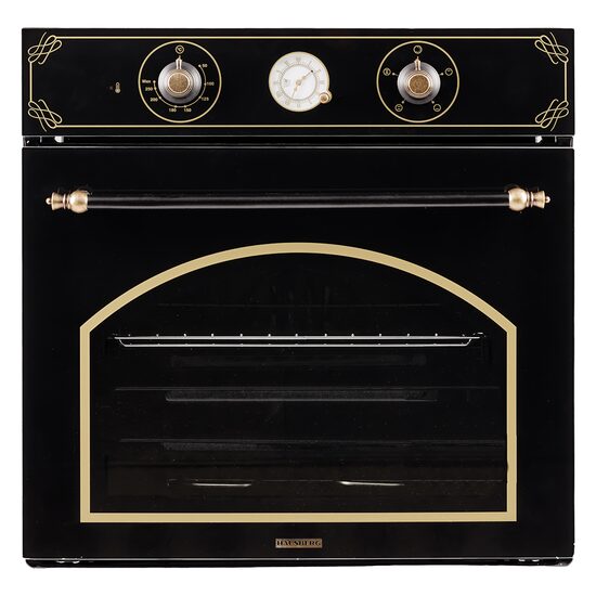 Cuptor incorporabil Hausberg HB-8055RST, Electric, Putere 2000 W, 57 l, 4 Functii, Ventilatie, Timer, Clasa A, Negru/Auriu