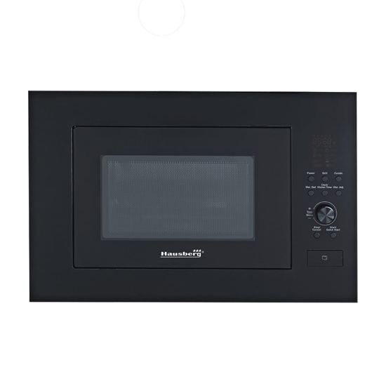 Cuptor cu microunde incorporabil Hausberg HB-8070NG, 25 l, Putere nominală de ieșire a cuptorului cu microunde: 900W, putere de intrare: 1400W, putere grătar: 1000W, Grill, Control digital, Negru