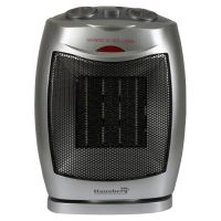 Aeroterma ceramica HAUSBERG HB-8300, 1500W, Termostat Reglabil, 2 Viteze, Functie Ventilator, Siguranta Anti Cadere, Silentios, Maner transport, Argintiu