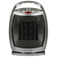 Aeroterma ceramica HAUSBERG HB-8770, 1500W, Termostat Reglabil, 2 Viteze, Functie Ventilator, Siguranta Anti Cadere, Silentios, Maner transport, Argintiu