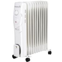 Calorifer electric Hausberg HB-8920AB, 2500 W, 11 elementi, 3 nivele de putere, termostat reglabil, Alb
