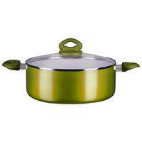 Oala ceramica cu capac Hausberg HB-H714GA, manere silicon, 4 l, 24x10.2 cm, Galben