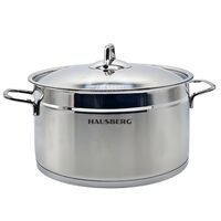 Oala cilindrica HAUSBERG HB-H772, din inox cu capac, capacitate 4.5 l, diametru 22 cm, fund dublu